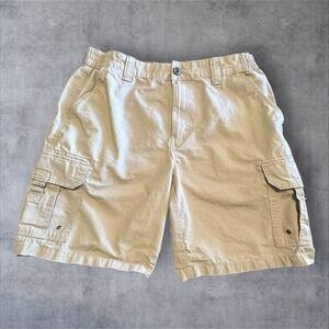 Redhead Cargo Shorts Khaki Size 34 Elastic Waist‎ Camping Hiking Outdoor Pockets